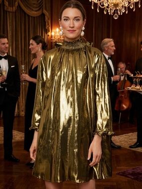 TUCKERNUCK RHODE Priya Gold Metallic Dress NWT Size S/XS